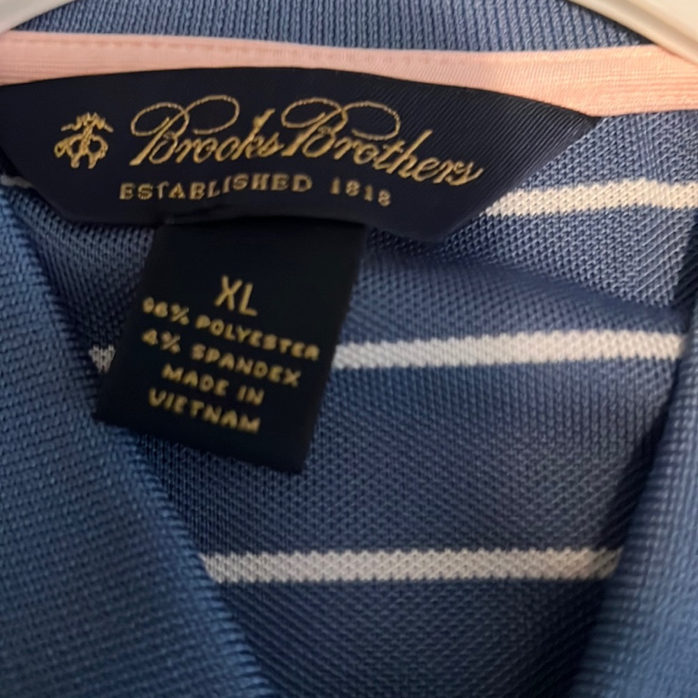 Brooks Brothers, golf polo. Polyester, and spandex.